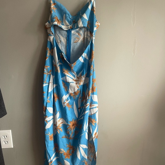 Zara Blue Floral Cutout Dress - Picture 6 of 11
